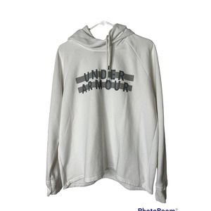 Under Armour Hoodie in White with Gray UA Logo Loose Fit Size XL